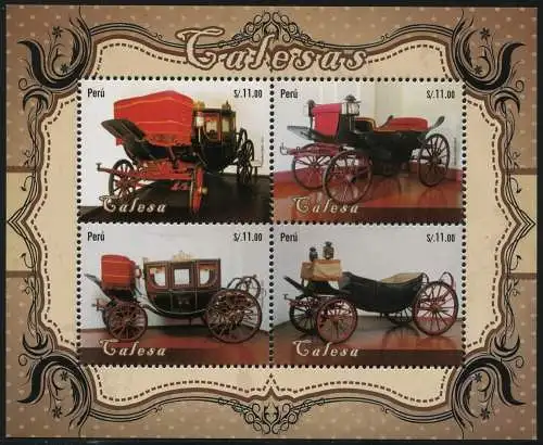 Peru 2014 Block 97 Historische Kutschen Pferdewagen Old Carriages MNH