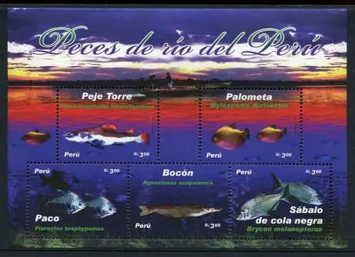 Peru 2008 Fische Fisches Poissons Pesci Meerestiere Block 51 MNH