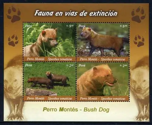 Peru 2007 Hunde Dogs Haustiere Pets Perro Montes Block 46 Postfrisch MNH