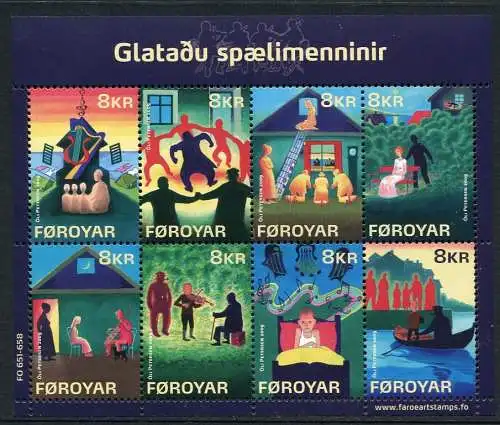 Färöer 2009 Verdammte Musikanten Musik Folklore Literatur 659-666 Kleinbogen MNH