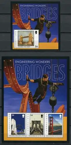 Montserrat 2012 Brücken Bridges Golden Gate Tower Bridge Satz + Block MNH