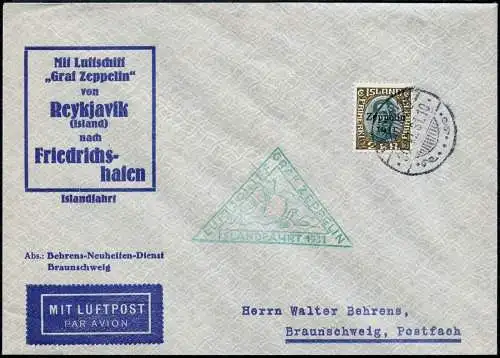 Zeppelin Island 1931 Islandfahrt EF 149 2 Kr Braunschweig Si 114 C / 1465