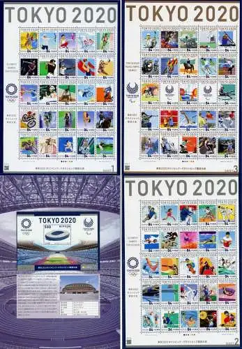 Japan 2021 Olympiade Tokio 2020 Olympische Spiele Sport Folder 3 KLB & Block MNH