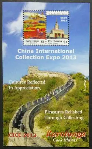 Rarotonga 2013 China Große Mauer Gemälde Gaguin Painting Great Wall MNH