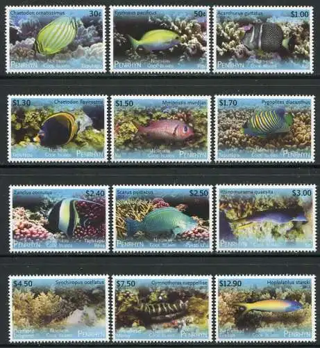 Penrhyn 2013 Fische Fishes Poissons Pesci Freimarken II 718-729 MNH