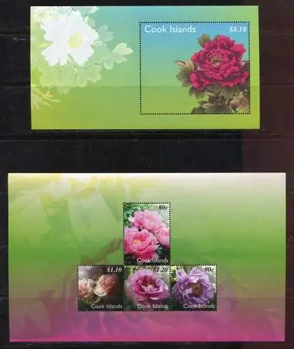 Cook Inseln 2011 Pfingstrosen Peonies Blumen Flowers Pflanzen Block 227-228 MNH