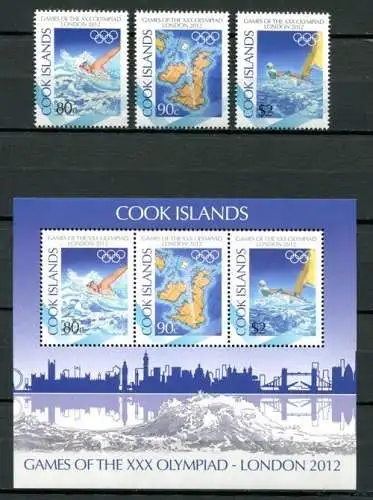 Cook Inseln 2012 Olympiade London Olympics Landkarte Map 1737-1739 Block 235 MNH