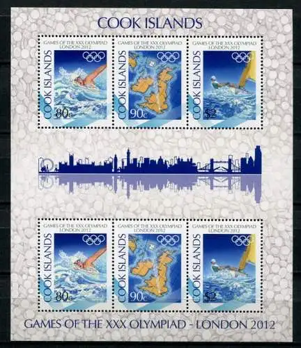 Cook Inseln 2012 Olympiade London Olympics Schwimmen 1737-1739 Kleinbogen MNH