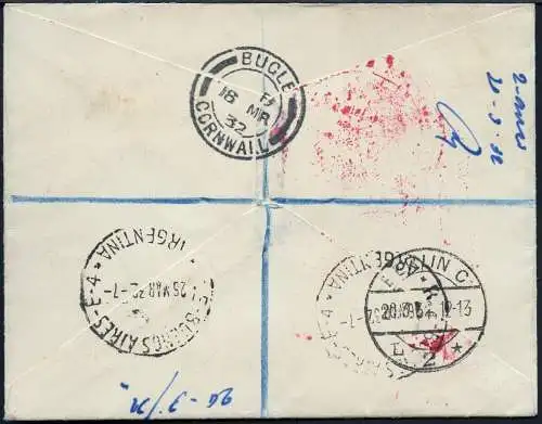 Zeppelin 1932 Großbritannien 1. SAF Reko-Drucksache 1/3 Argentinien Si 138/ 2217