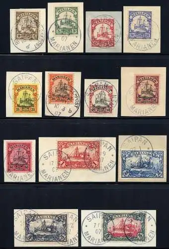 Marianen 1901 Kaiseryacht 7-19 Luxus-Briefstücke Saipan + Seepost Geprüft BPP/ 2