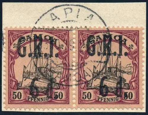 Samoa Brit Besetzung 1914 Michel 8 Paar ° Apia auf Luxus-Briefstück / 8