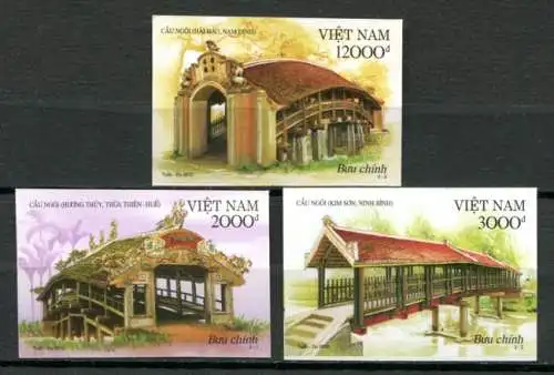 Vietnam 2012 Brücken Bridges Architektur 3608-3610 Ungezähnt Imperf MNH
