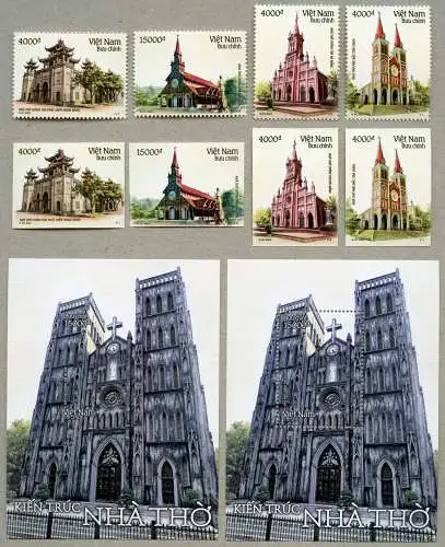 Vietnam 2022 Kirchen Religion Architektur Churches A/B & Markenhefte MNH