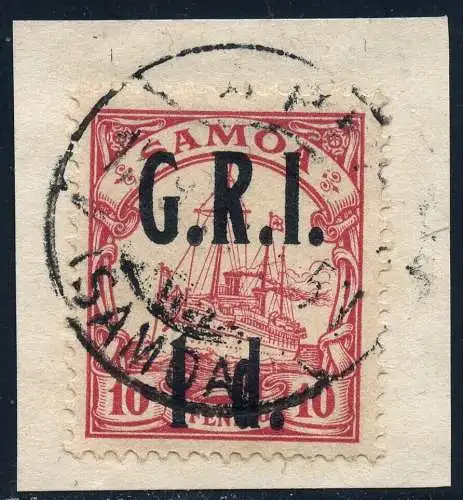 Samoa Brit Besetzung 1914 Michel 3 ° Apia 13/9/14 auf Briefstück / 5