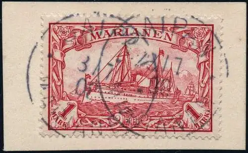 Marianen 1908 Michel 16 ° Saipan 3/7/08 Luxus-Briefstück Geprüft BPP / 3