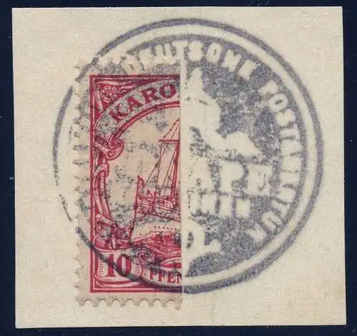 Karolinen 1905 Michel 9 H ° Dienstsiegel Luxus-Briefstück Gepr Dr. Hartung / 3