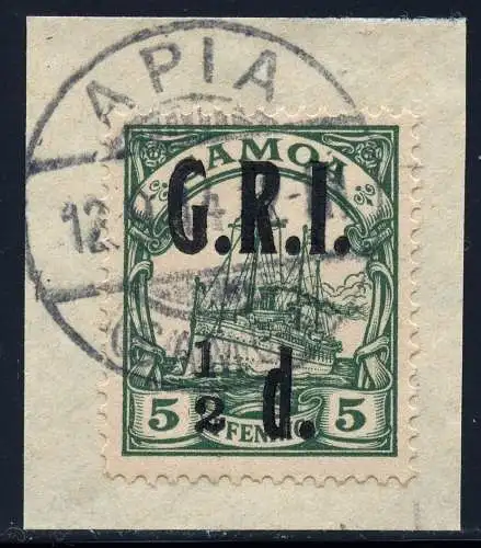 Samoa Brit Besetzung 1914 Michel 2 ° Apia 12/9/14 auf Briefstück / 4
