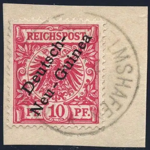 DNG Deutsch-Neuguinea 1897 Michel 3 a Briefstück F-Wilhelmshafen Geprüft BPP / 8