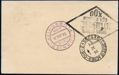 Schweiz 1931 DO-X Karte Romanshorn Rio Montevideo Uruguay Harms 11 DOX / 1036