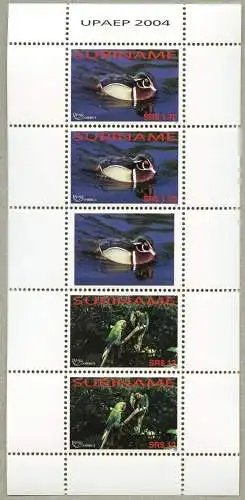Surinam 2004 UPAEP Ente Duck Papagei Parrot Ara 1949-1950 Kleinbogen MNH