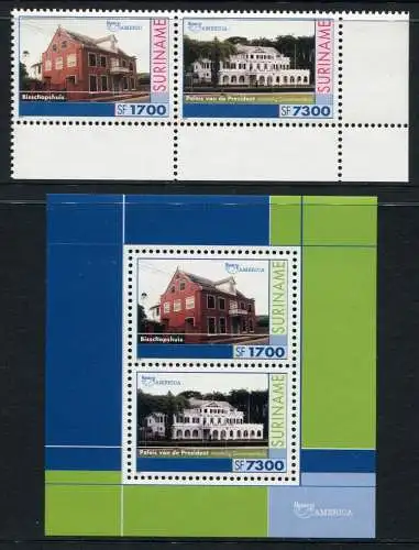 Surinam 2001 UPAEP UNESCO Welterbe Architektur 1789-1790 Block 84 MNH