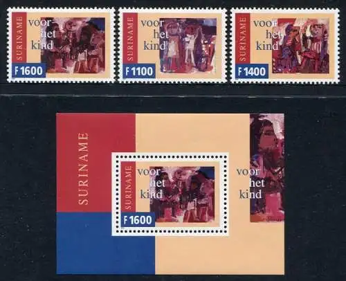 Surinam 1999 Gemälde Paintings von J. A. Chin Kunst Art 1716-1718 Block 78 MNH