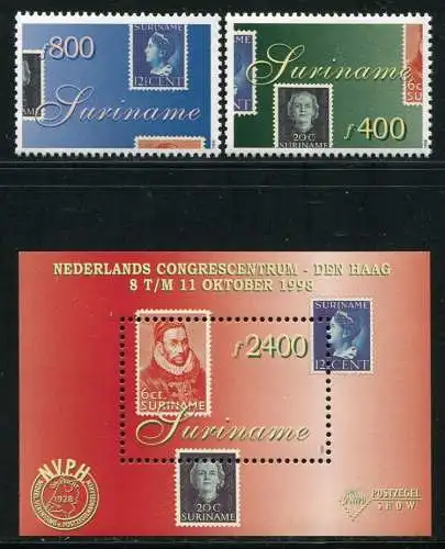 Surinam 1998 NVPH Philatelie Briefmarken 1661-1662 Block 74 MNH
