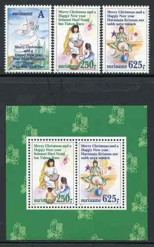 Surinam 1994 Weihnachten Christmas 1497-1499 Block 64 MNH