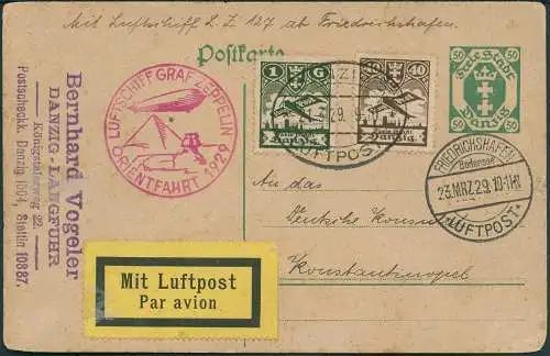 Zeppelin Danzig 1929 Orientfahrt Ganzsache Konstantinopel Stamboul Si 23 / 1934