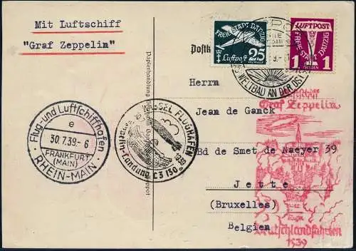 Zeppelin Danzig 1939 Landungsfahrt Kassel LZ 130 Zuleitung Zoppot Si 460 / 1952