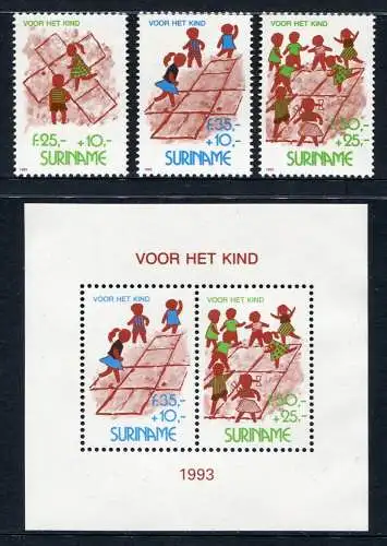 Surinam 1993 Kinderspiele Children Games Kinder 1461-1464 Block 61 MNH