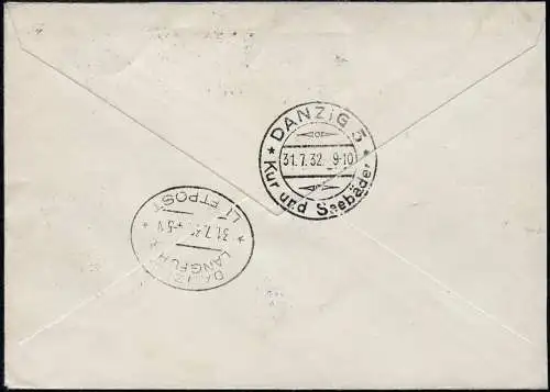Zeppelin 1932 Schweiz LUPOSTA-Fahrt Romanshorn Danzig Langfuhr Si 169 / 2353