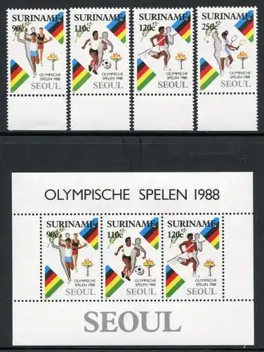 Surinam 1988 Olympiade Olympics Seoul Sport 1264-1267 Block 47 MNH