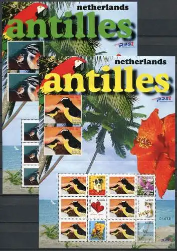 Niederländische Antillen 2006 Vögel Hunde Katzen Grußmarken Birds 1483-1494 MNH