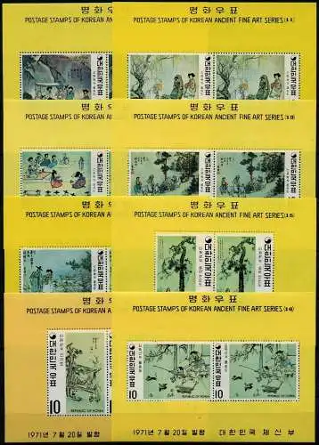 Korea South 1971 Gemälde Yi-Dynastie Paintings Block 329-334, 336-343 MNH