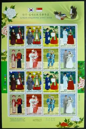 Korea Süd 2007 Hochzeitskostüme Wedding Dresses Folklore 2581-88 Kleinbogen MNH