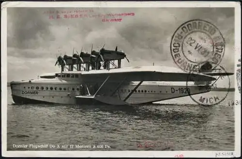 Dt. Reich 1931 DO-X AK 1. Überseeflug EF 4 RM Südamerikafahrt USA 24 c DOX/ 1020