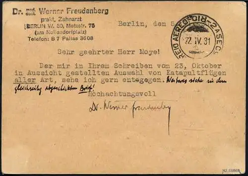 Dt. Reich 1931 DO-X 1. Überseeflug MiF 4 RM New York USA Postkarte 7 b DOX/ 1021