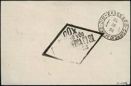 Dt. Reich 1931 DO-X PK 1. Überseeflug 4 RM Südamerikafahrt Schweiz 7 d DOX/ 1022