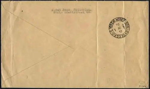 DO-X 1931 Niederlande Brief MiF Rio New York Konsulat Harms 14 c DOX / 1024