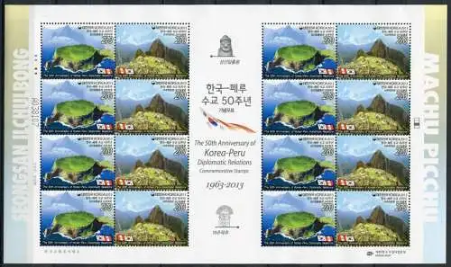 Korea Süd 2013 Peru Machu Picchu Archäologie Joint Issue 2925-26 Kleinbogen MNH