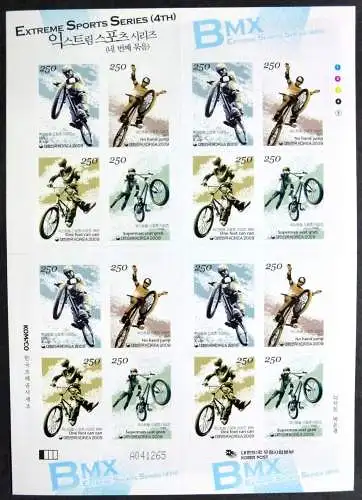 Korea Süd 2009 Extremsport BMX Radsport IV Sports 2729-32 Kleinbogen MNH
