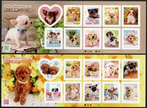 Japan 2015 Junge Hunde Dogs Pets Haustiere Animals 7553-7572 Kleinbögen MNH