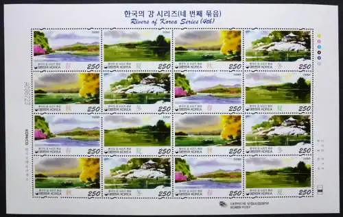 Korea Süd 2010 Flüsse Rivers IV Landschaften Landscapes 2769-72 Kleinbogen MNH