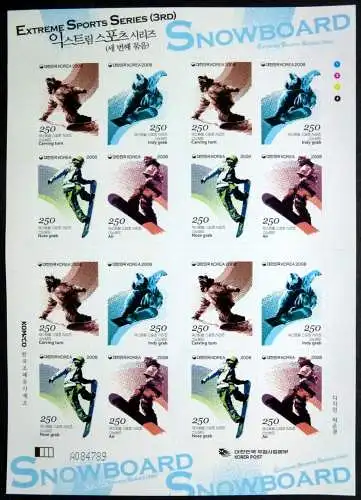 Korea Süd 2008 Extremsport Snowboarding Sport III 2665-68 Kleinbogen MNH