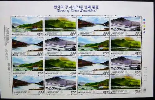 Korea Süd 2008 Flüsse Rivers II Landschaften Landscapes 2624-27 Kleinbogen MNH