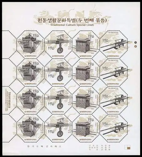 Korea Süd 2003 Sänften Handwerkskunst II Crafts 2349-2352 Kleinbogen MNH