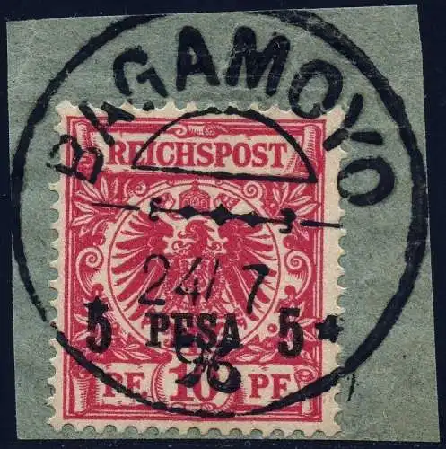 DOA 1893 Michel 3 c Briefstück Luxus ° Bagamoyo 24/7/96 Geprüft BPP / 241