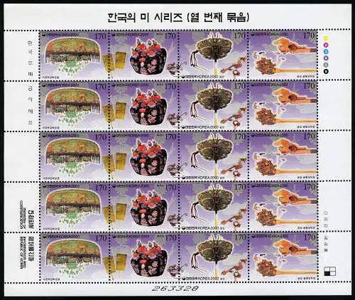 Korea Süd 2000 Haarschmuck Hair Ornaments Kamm Nadeln 2128-2131 Kleinbogen MNH