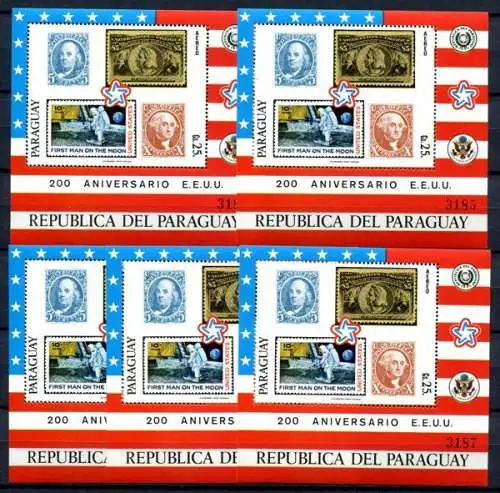 5x Paraguay 1976 USA Raumfahrt Columbus Space Block 286 Postfrisch KW €225